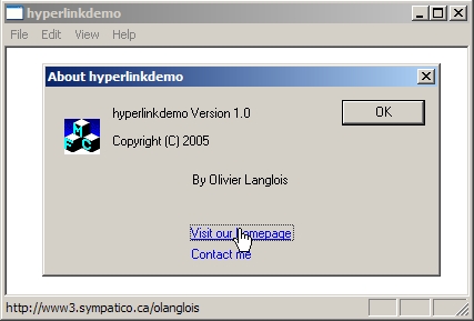 C++ hyperlink demo sample program preview